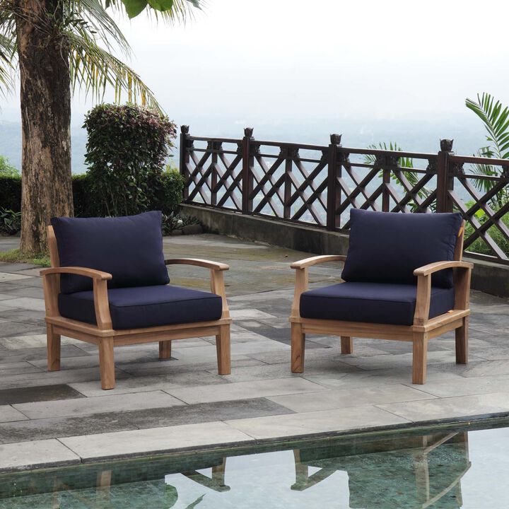 Marina Teak Wood Outdoor Patio Furniture Sofa Sectional Set - Luxury and Comfort for Your Outdoor Space