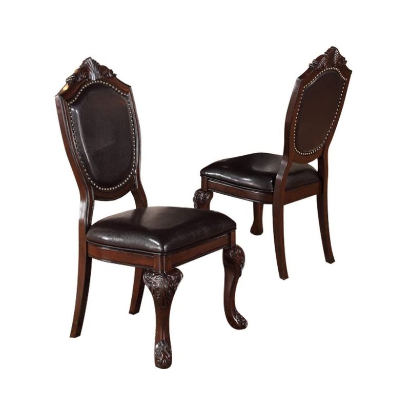 Royal Majestic Formal Set Of 2 Side Chairs Brown Rubberwood Dining Room Furniture