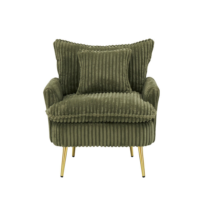 Merax Corduroy Single Sofa Chair with Metal Legs