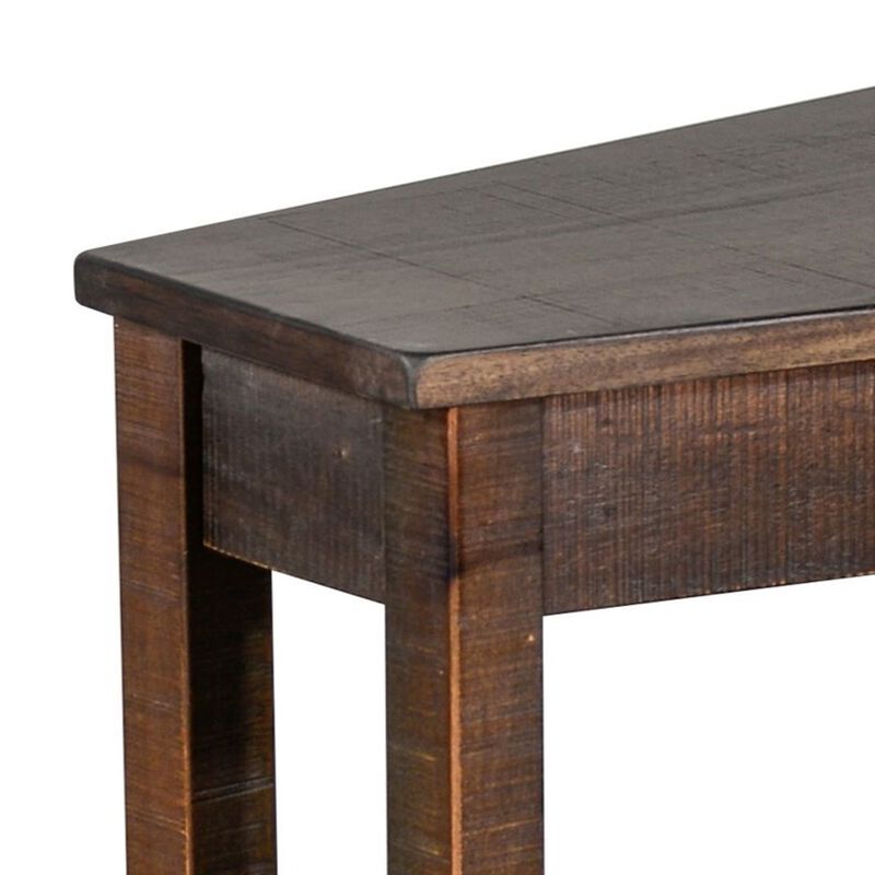 Flint Chairside Table with Shelf, 24 Inch Angled Dark Brown Mahogany - Benzara