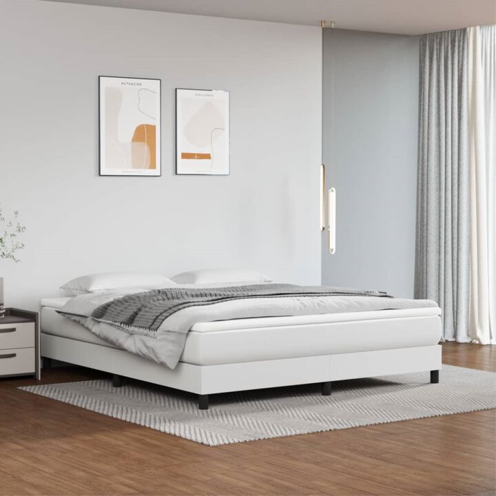 vidaXL Box Spring Bed Frame White 76"x79.9" King Faux Leather