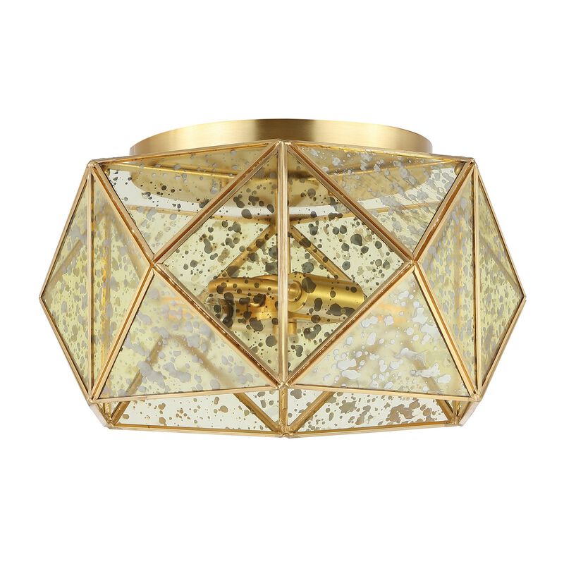 Violet 2-Light Industrial Vintage Iron/Glass LED Flush Mount