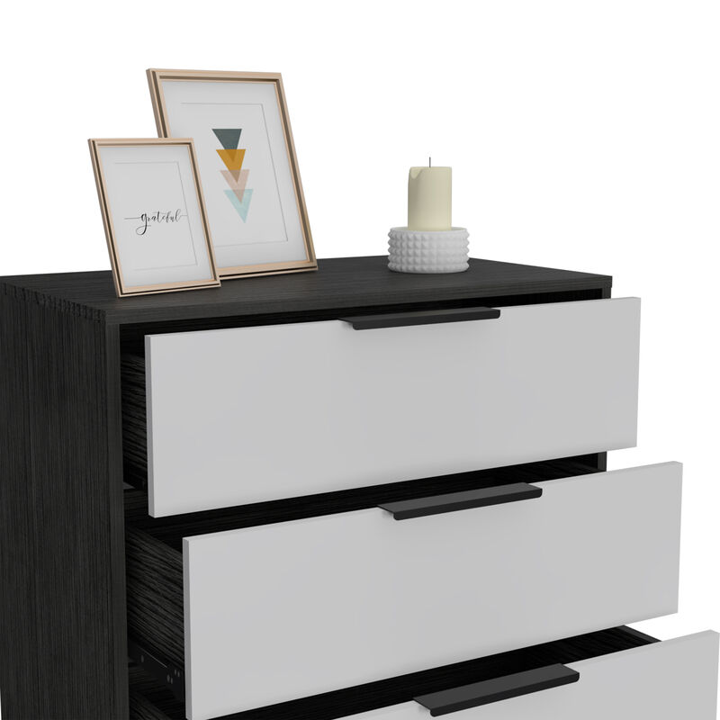DEPOT E-SHOP Egeo 3 Drawers Dresser, Superior Top, White