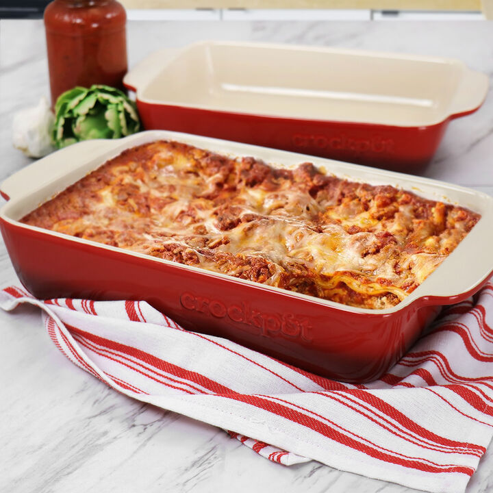 Crock Pot Artisan 2 Piece Stoneware Bake Pans in Gradient Red