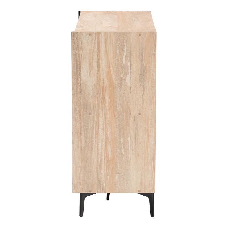 Baxton Studio Malcolm Mid Century Modern Oak Brown Wood Shoe Cabinet with Flipper Doors
