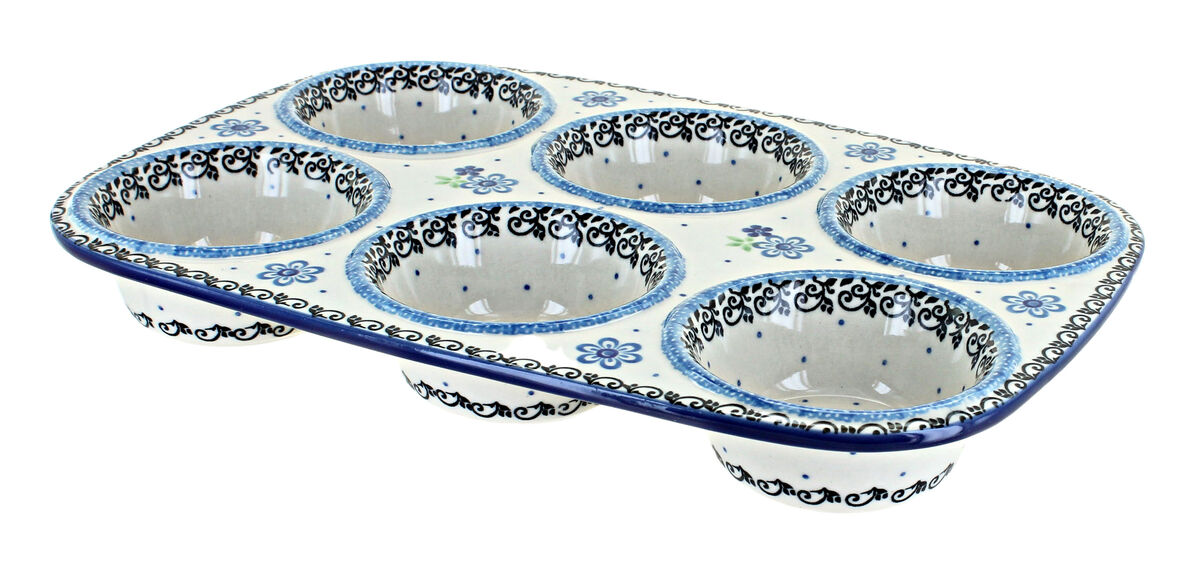 Blue Rose Polish Pottery Alyce Muffin Pan