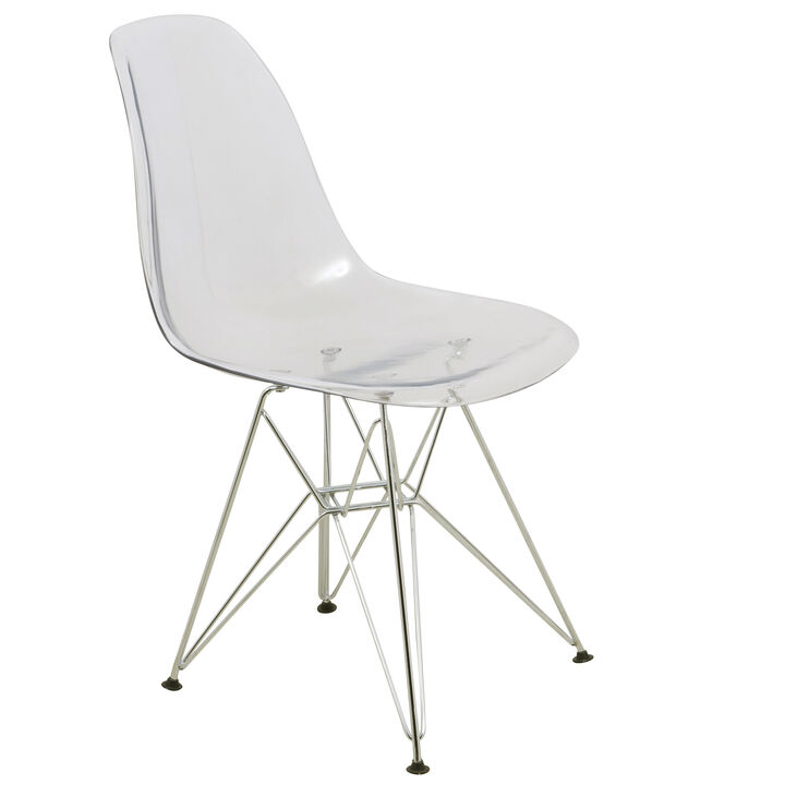 LeisureMod Cresco Molded Eiffel Base Dining Side Chair in Clear