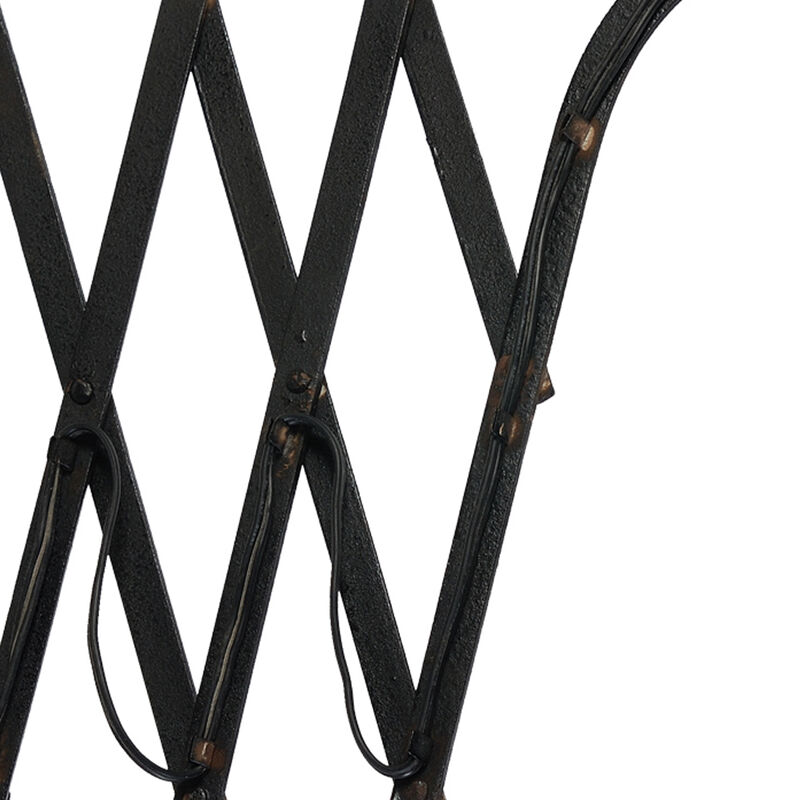 18 Inch Wall Mounted Lamp, Extendable Accordion Arm, Iron, Antique Black - Benzara
