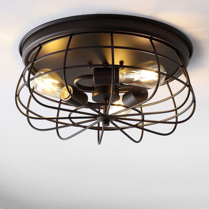 Calvia 3-Light Farmhouse Metal Cage Flush Mount