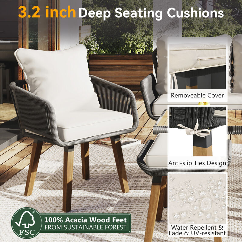 Merax 6-Piece Rope Outdoor Patio Furniture Seating Set