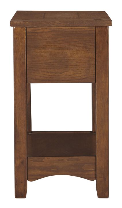 1 Drawer Chair Side End Table with Open Bottom Shelf, Brown- Benzara