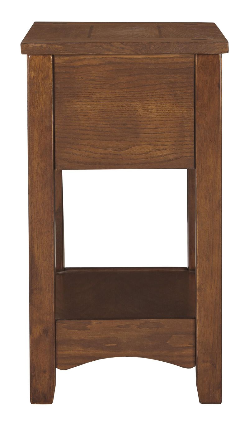 1 Drawer Chair Side End Table with Open Bottom Shelf, Brown- Benzara