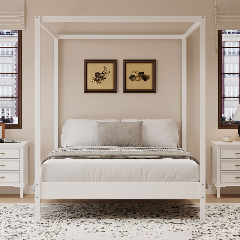 Merax Canopy Bed Frame Four Poster Platform Bed