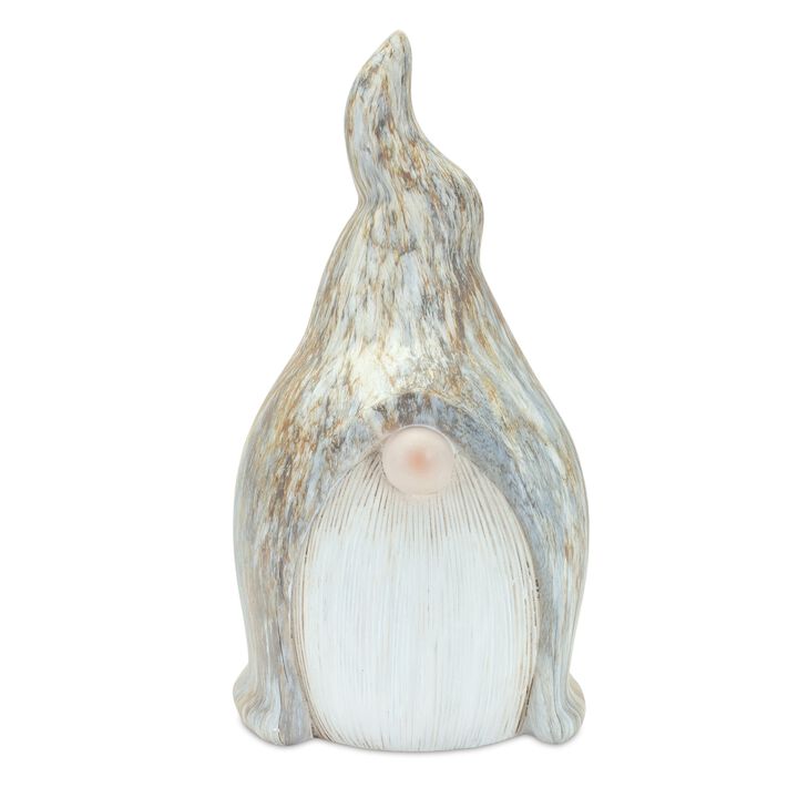 Modern Terra Cotta Gnome Figurine With Marble Finish (Set of 2)
