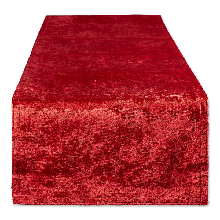 14" x 72" Solid Red Rectangular Home Essentials Velvet Table Runner