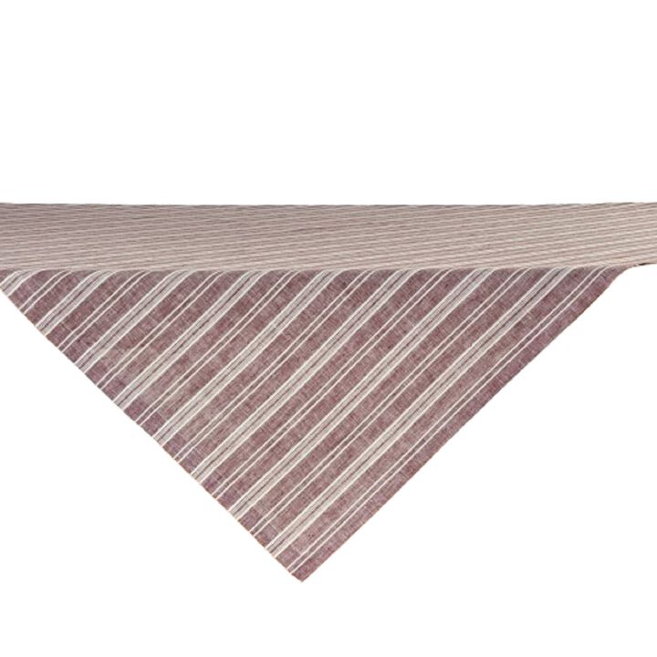 Solino Home 100% Pure Linen Table Throw 52 x 52 Inch | Chelsea Stripe for Thanksgiving, Christmas