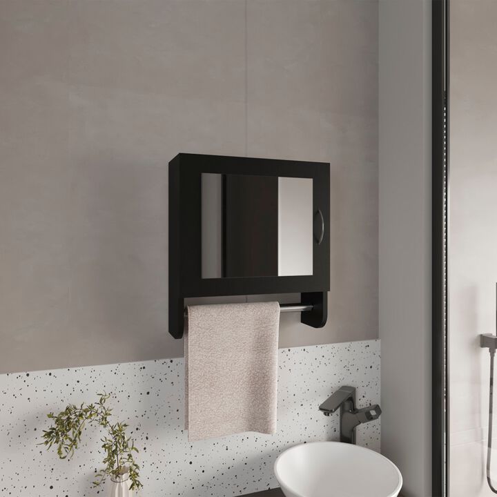 Beaver Medicine Cabinet 19.70" H, with 1 Door, 2 Shelves, 1 Mirror, Black