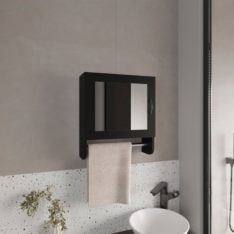 Beaver Medicine Cabinet 19.70" H, with 1 Door, 2 Shelves, 1 Mirror, Black