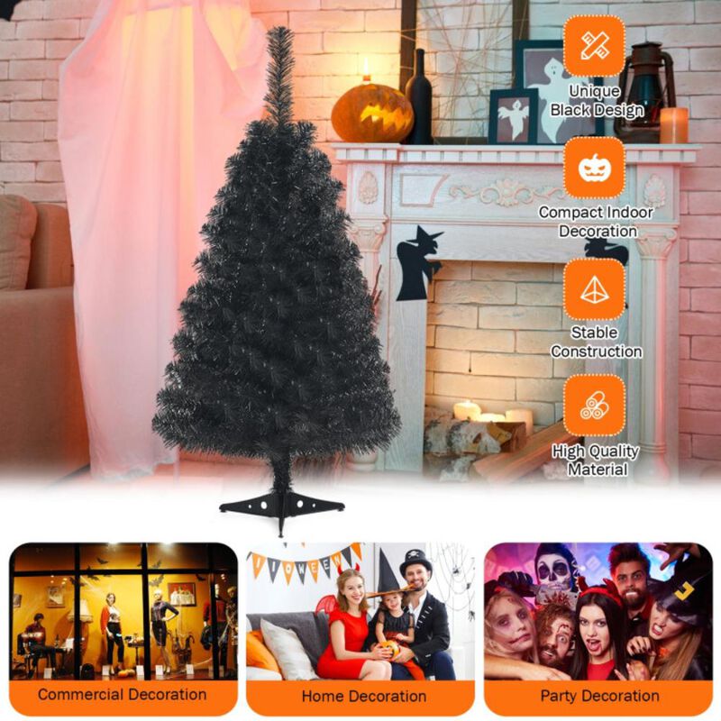 Hivvago 36 Inch Unlit Artificial Christmas Mini Tree with Plastic Stand