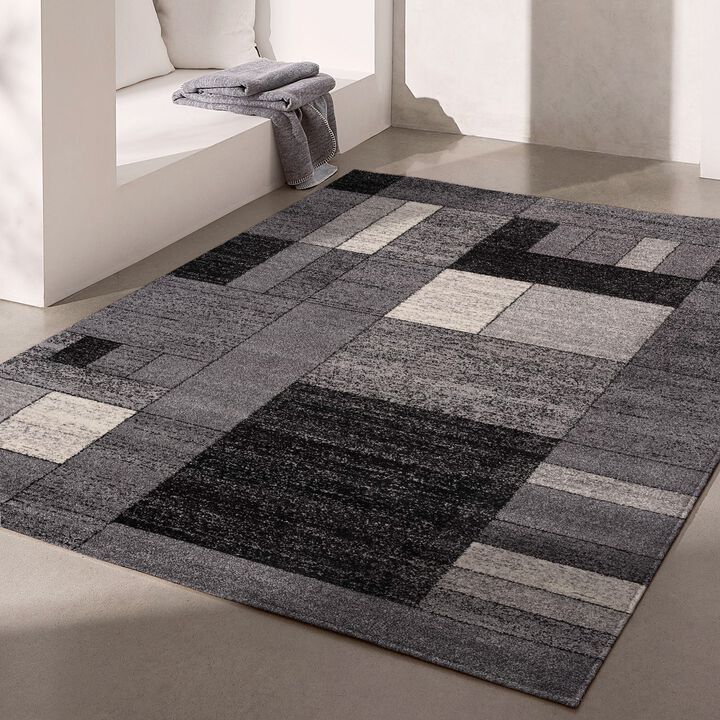Nova Contemporary Geometric Grey Black Indoor Area Rug