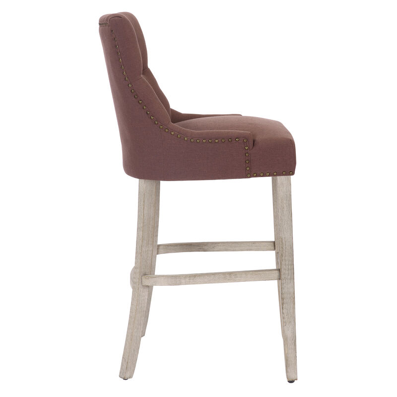 WestinTrends 29" Linen Fabric Tufted Upholstered Bar Stool (Set of 3), Antique Grey