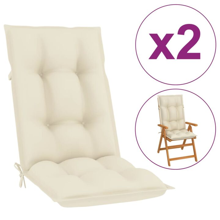 vidaXL Garden Chair Cushions 2 pcs Cream 47.2"x19.7"x2.8"