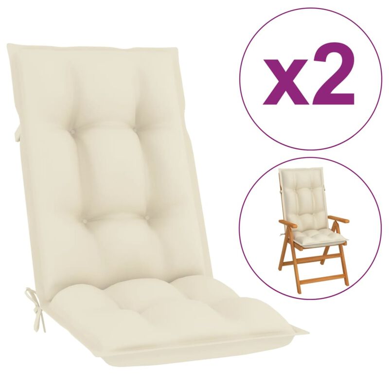 vidaXL Garden Chair Cushions 2 pcs Cream 47.2"x19.7"x2.8"