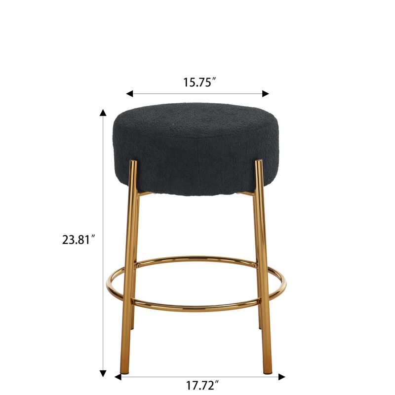 24" Contemporary Upholstered Bar Stools, Set of 2