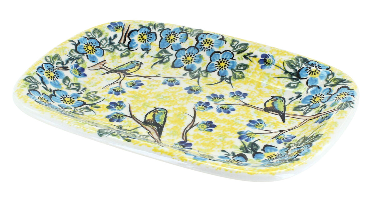 Blue Rose Polish Pottery Sierra Small Rectangular Serving Platter
