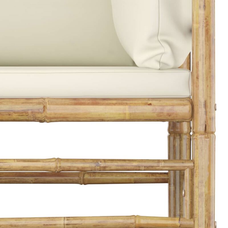 vidaXL 7 Piece Garden Lounge Set with Cream White Cushions Bamboo