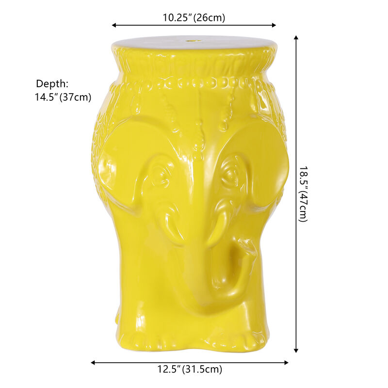 Orla Modern Bohemian Elephant Ceramic Garden Stool
