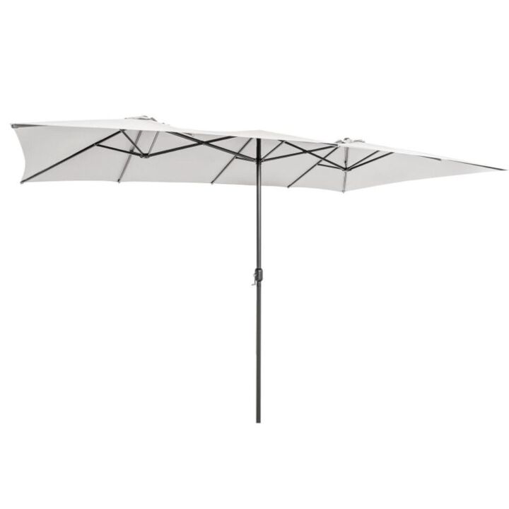 Hivvago 15 Feet Double-Sized Patio Umbrella with Crank Handle and Vented Tops