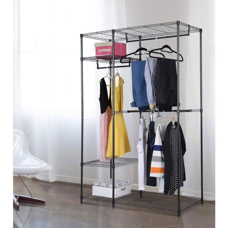 Hivvago Portable Steel Closet Hanger Storage Rack Organizer