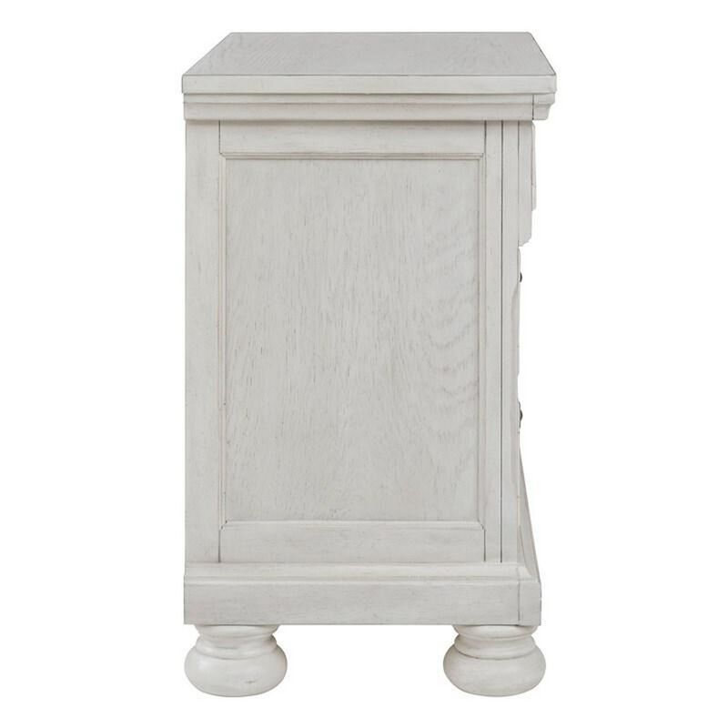 Julia 30 Inch Casual Nightstand, Wood, 2 Drawers, Pull Out Tray, White-Benzara