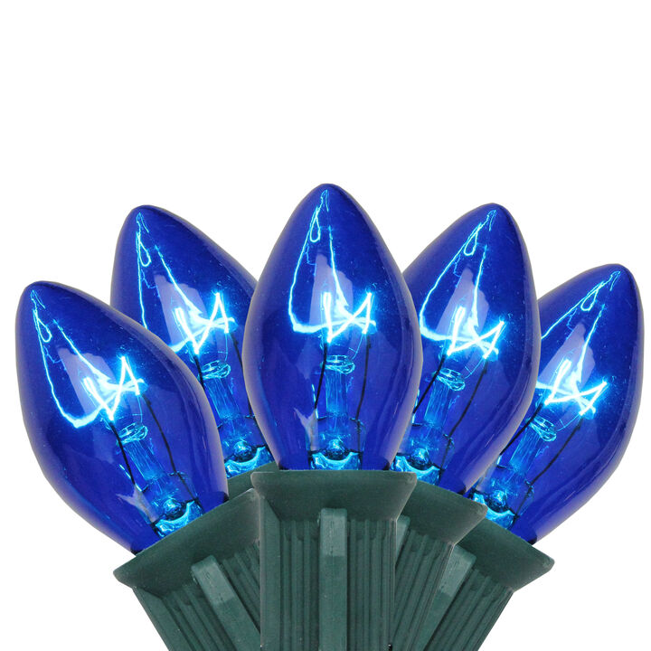 25-Count Blue C7 Christmas Light Set  24ft Green Wire