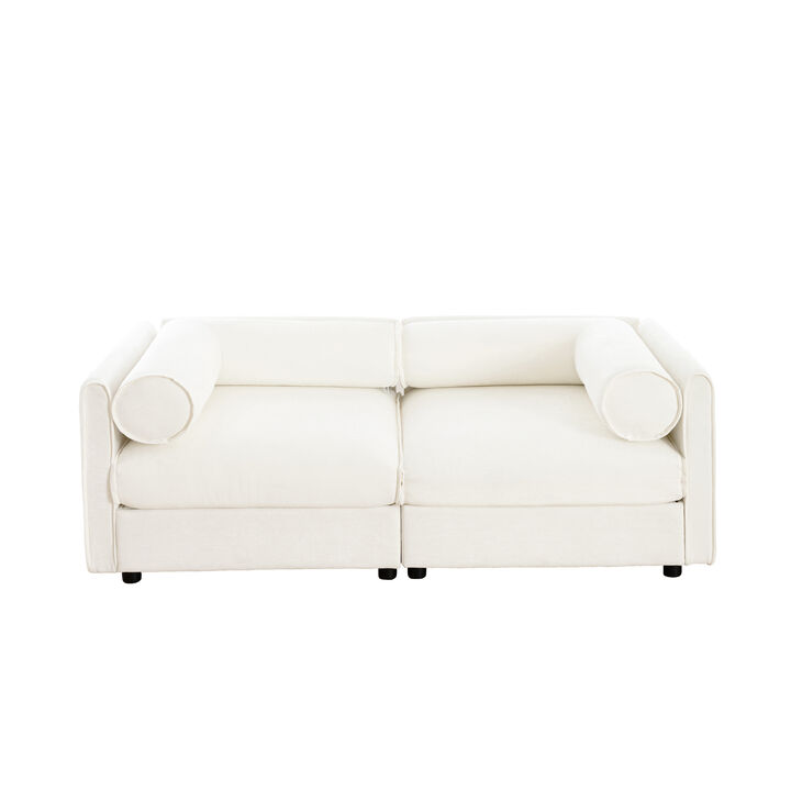 Merax Chenille 2-Seater Sofa with Storage Seat