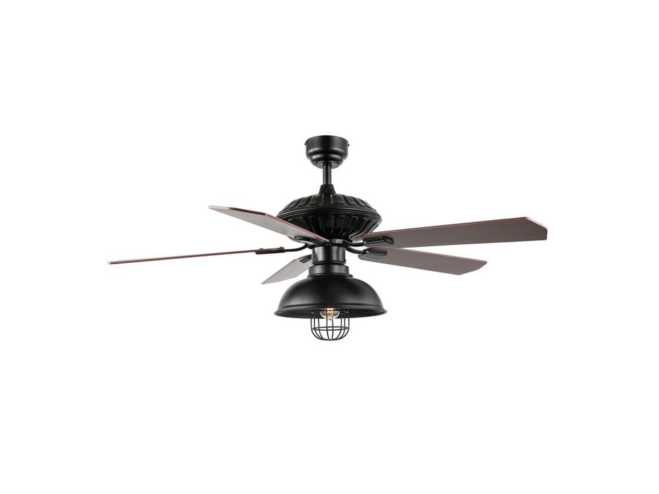 Ashton 1-Light Farmhouse Industrial Iron Dome Shade LED Ceiling Fan With Remote