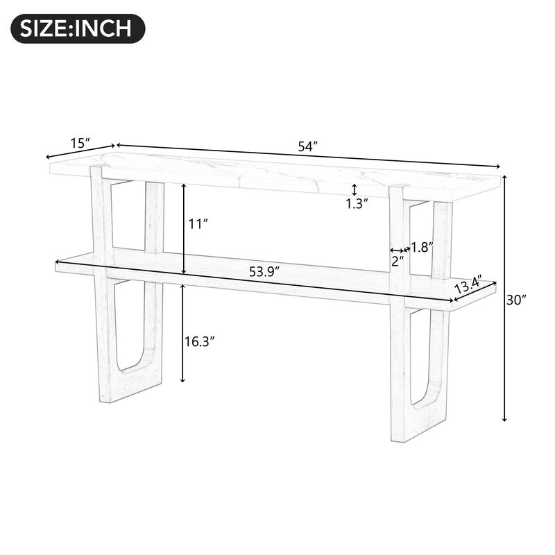 Merax Retro Elegant Console Table with Marble-Effect Top