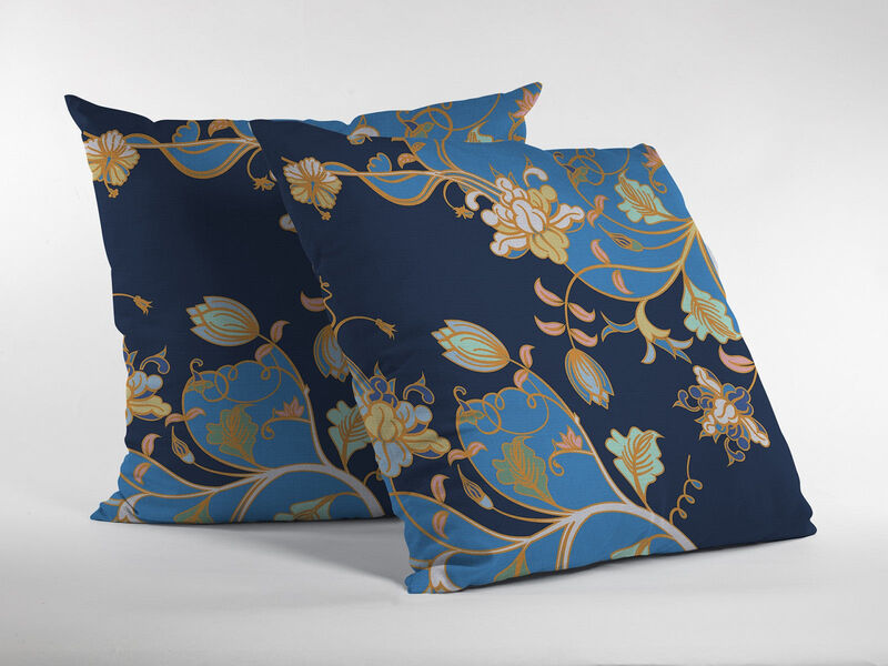 Hivvago 18" Navy Blue Garden Zippered Suede Throw Pillow