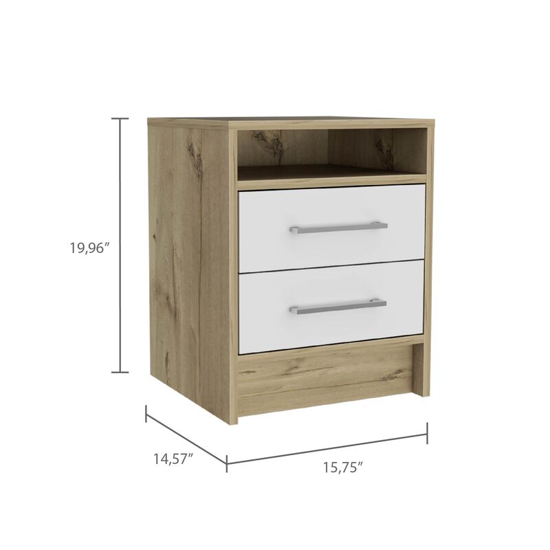 Streamdale Rowley 2-Drawer 1-Shelf Rectangle Nightstand And Light Oak