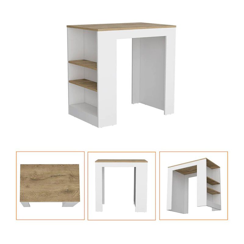 Streamdale Highlands Kitchen Island With Storage Base In White And Macadamia