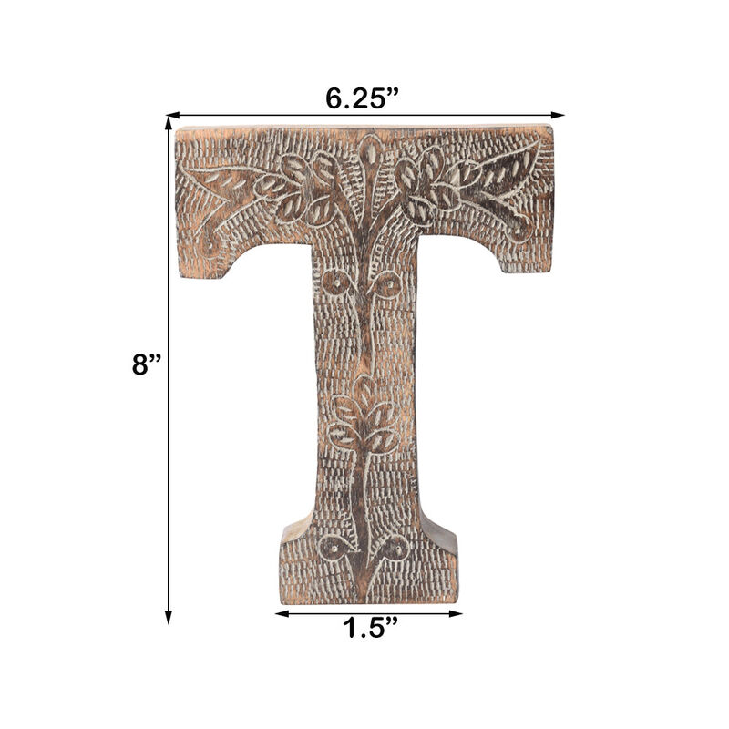 Vintage Gray Handmade Eco-Friendly "T" Alphabet Letter Block For Wall Mount & Table Top D�cor