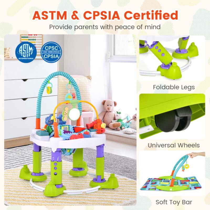 Hivvago 4-in-1 Baby Bouncer Activity Center with 3 Adjustable Heights-Green