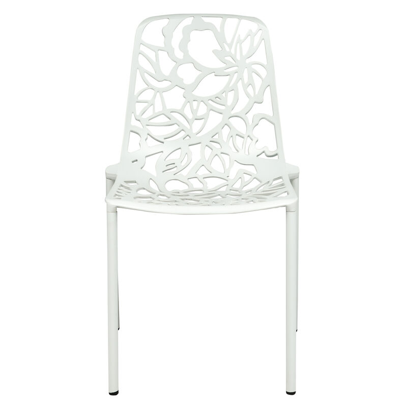 LeisureMod Devon Modern Aluminum Outdoor Dining Chair set of 2 in Red