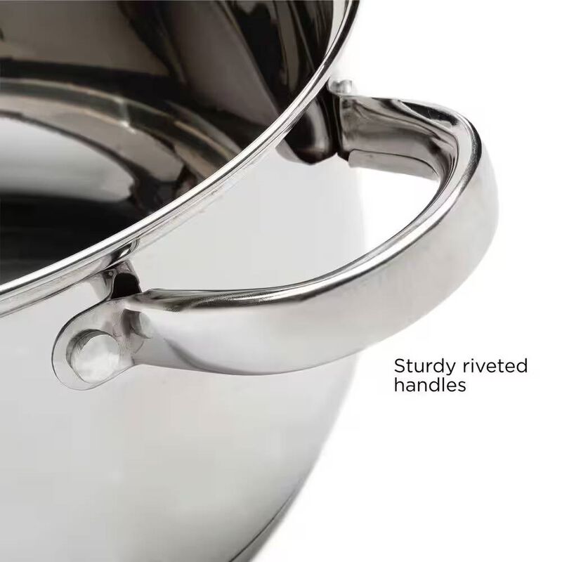 Durable 5-Quart Stainless Steel Dutch Oven with Clear Glass Lid