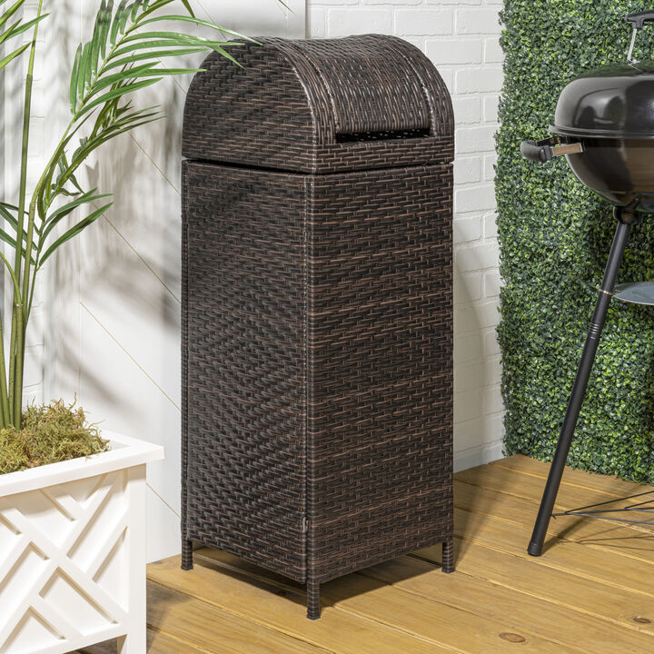 Ellison All-Weather Wicker/Metal Swing Top Hideaway Outdoor Trash Can
