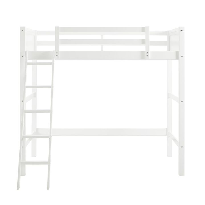 Atwater Living Rollins Twin Wooden Loft Bed with Ladder and Safety Railings