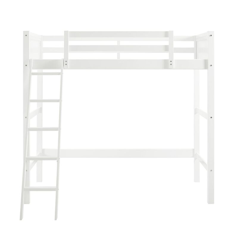 Atwater Living Rollins Twin Wooden Loft Bed with Ladder and Safety Railings