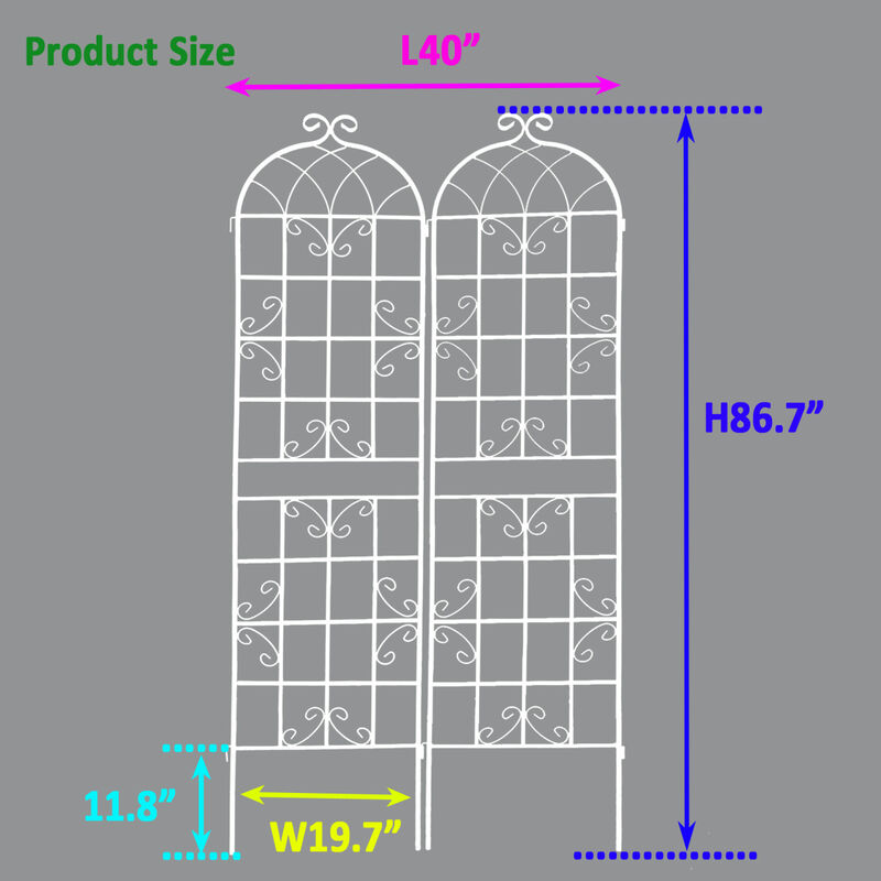 Streamdale Metal Garden Trellis 86.7" X 19.7" for Climbing Plants