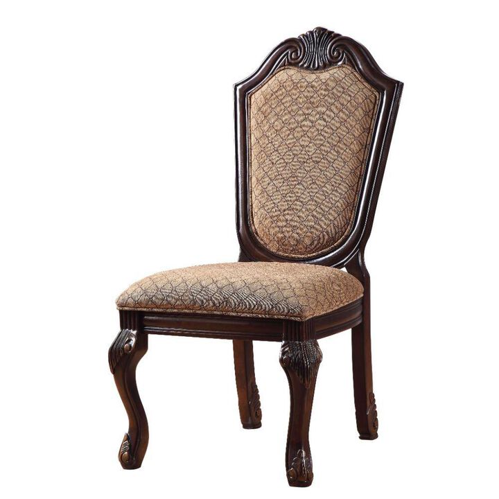 Acme Chateau De Ville Side Chair (Set-2), Fabric & Espresso Finish